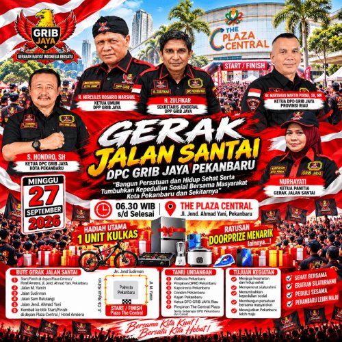 Pererat Silaturahmi dan Hidup Sehat, GRIB JAYA Pekanbaru Gelar Gerak Jalan Santai 27 September